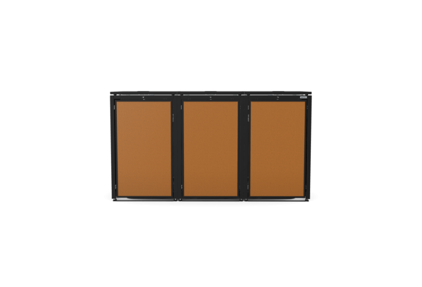 Boxy na 3 popelnice - Model HATCH / STEEL / FLAT Decor - Barva: RAL 7016 ( Antracit ), Barva dekoru: Černá