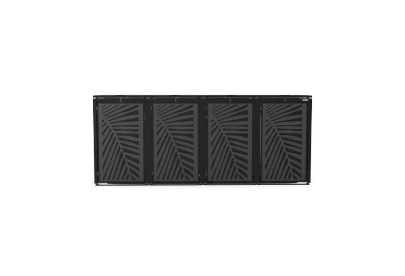 Boxy na 4 popelnice - Model HATCH / STEEL / LEAF Decor - Barva: RAL 7016 ( Antracit ), Barva dekoru: Imitace rzi