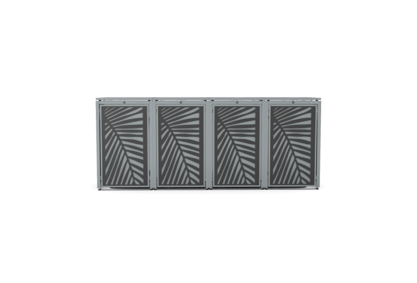 Boxy na 4 popelnice - Model HATCH / STEEL / LEAF Decor - Barva: RAL 7016 ( Antracit ), Barva dekoru: Imitace rzi