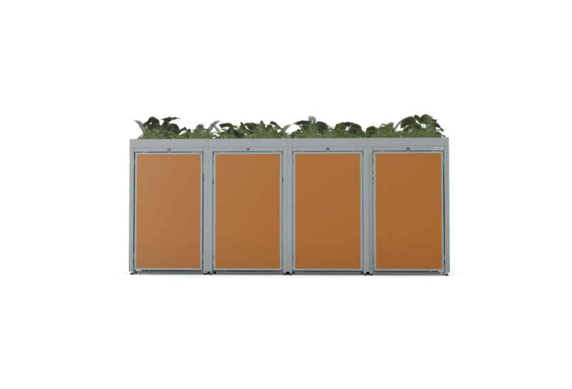 Boxy na 4 popelnice - Model FLORA / STEEL / FLAT Decor