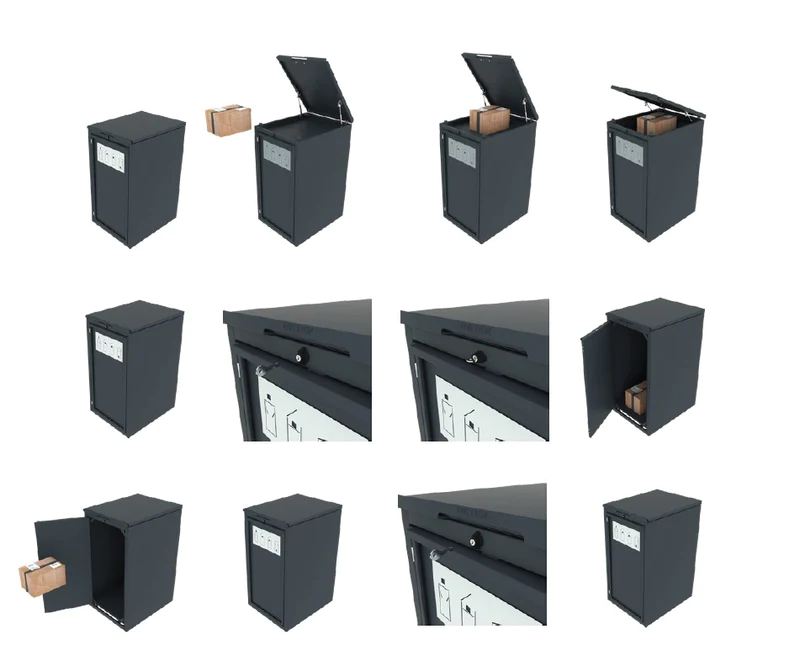 ParcelBOXY domácí schránka na balíky / WOOD - Barva: RAL 9005 ( Černá)