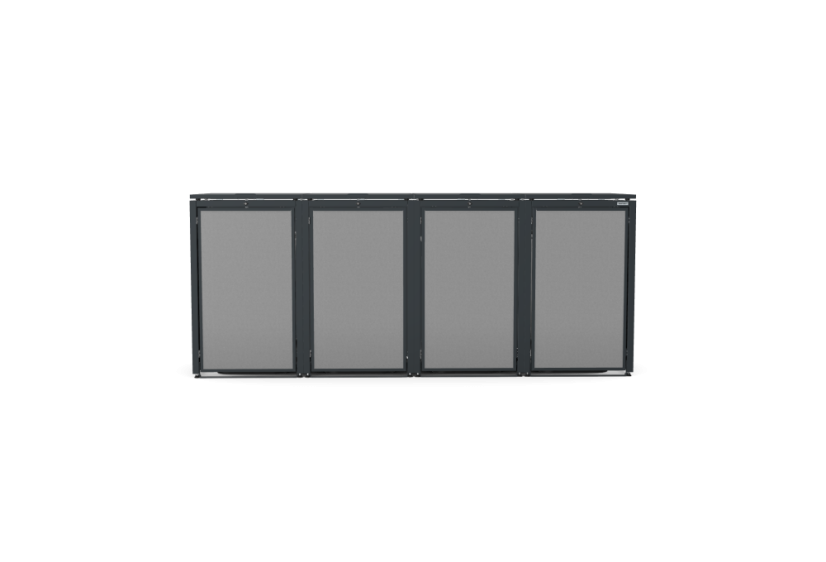 Boxy na 4 popelnice - Model HATCH / STEEL / FLAT Decor - Barva: RAL 7045 ( Světle-Šedá), Barva dekoru: Černá
