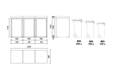 Boxy na 3 popelnice - Model FLORA / STEEL / FLAT Decor