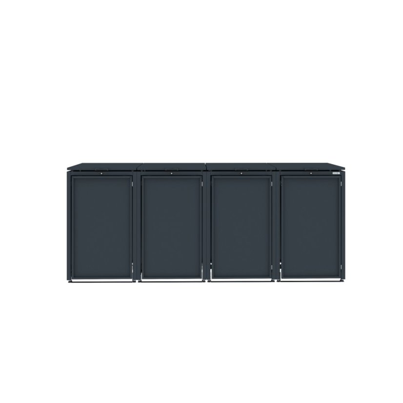 Boxy na 4 popelnice - Model HATCH 04 / STEEL - Barva: RAL 7045 ( Světle-Šedá)