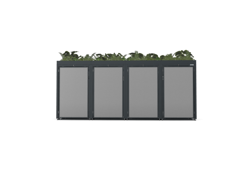 Boxy na 4 popelnice - Model FLORA / STEEL / FLAT Decor