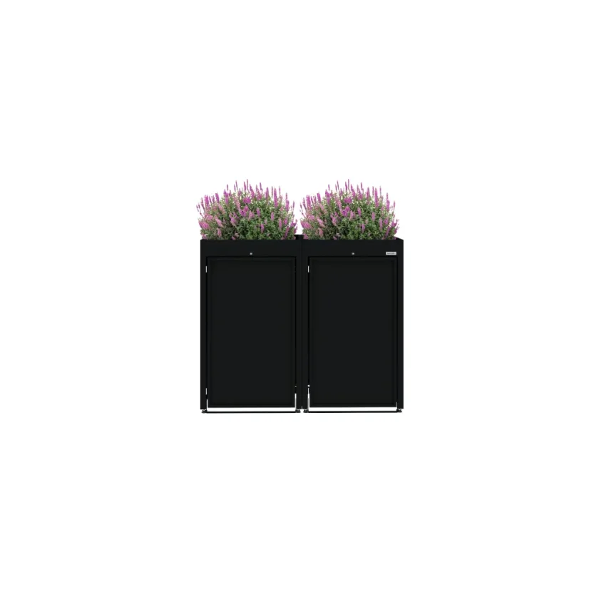 Boxy na 2 popelnice - Model FLORA / STEEL - Barva: RAL 9005 ( Černá)