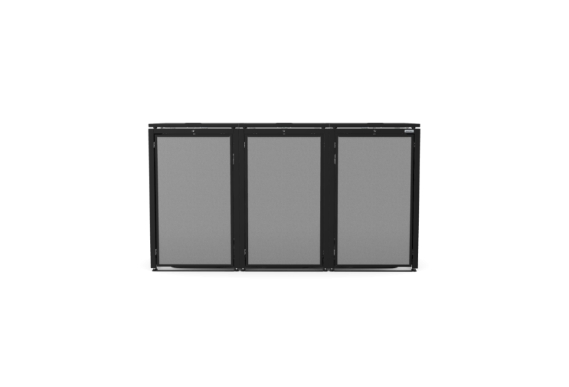 Boxy na 3 popelnice - Model HATCH / STEEL / FLAT Decor - Barva: RAL 7016 ( Antracit ), Barva dekoru: Černá
