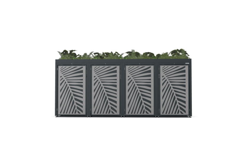 Boxy na 4 popelnice - Model FLORA / STEEL / LEAF Decor