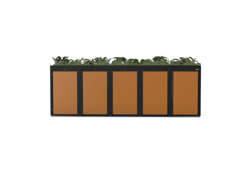 Boxy na 5 popelnic - Model FLORA / STEEL / FLAT Decor