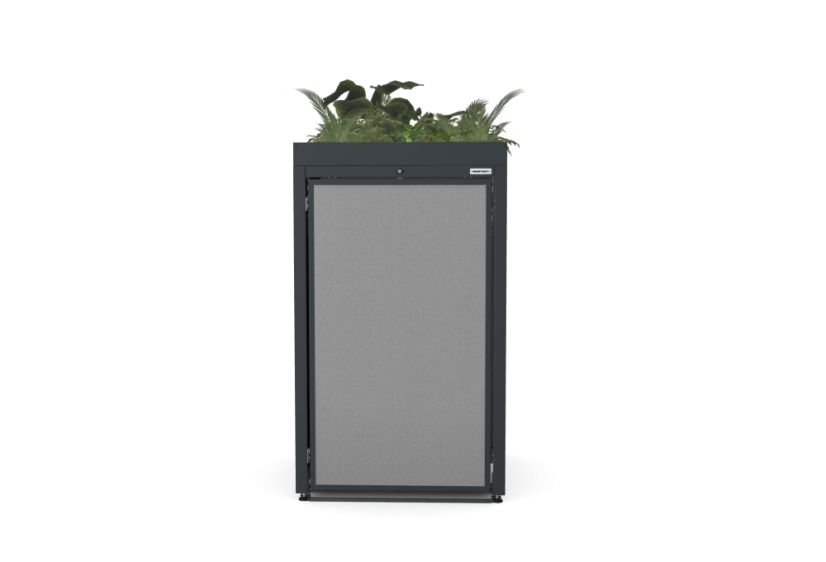 Box na 1 popelnici - Model FLORA / STEEL / FLAT Decor - Barva: RAL 7016 ( Antracit ), Barva dekoru: Černá