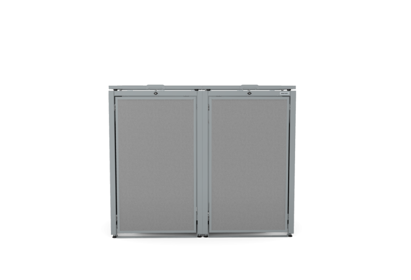 Boxy na 2 popelnice - Model HATCH / STEEL / FLAT Decor - Barva: RAL 7016 ( Antracit ), Barva dekoru: Šedá