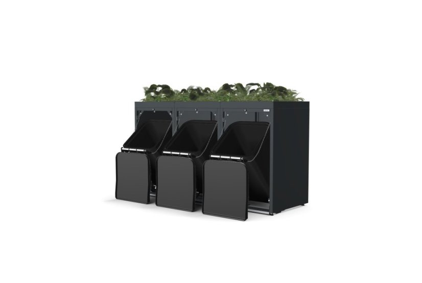 Boxy na 3 popelnice - Model FLORA / STEEL - Barva: RAL 7045 ( Světle-Šedá)