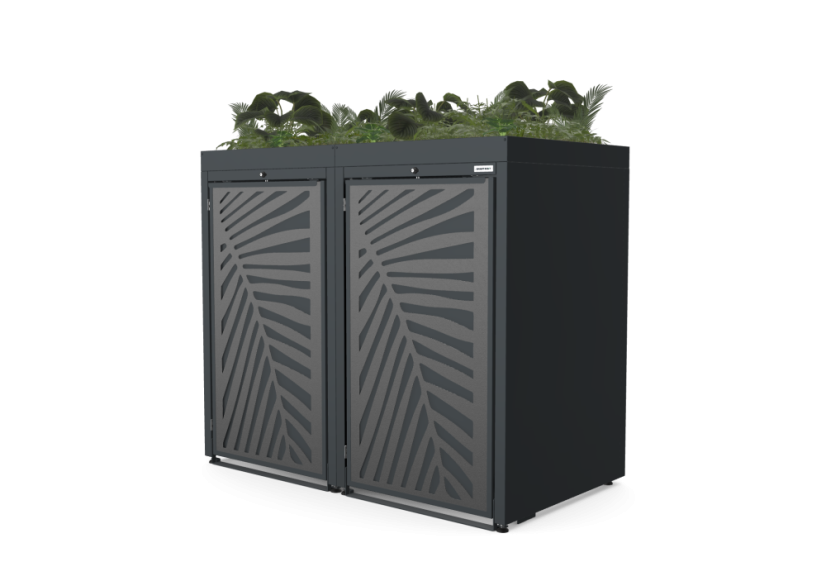 Boxy na 2 popelnice - Model FLORA / STEEL / LEAF Decor