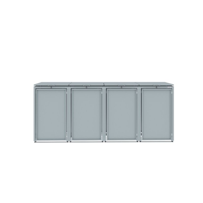 Boxy na 4 popelnice - Model HATCH 04 / STEEL - Barva: RAL 7045 ( Světle-Šedá)
