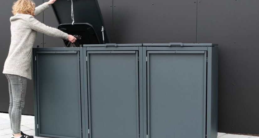 Boxy na 3 popelnice - Model HATCH / STEEL - Barva: RAL 7045 ( Světle-Šedá)