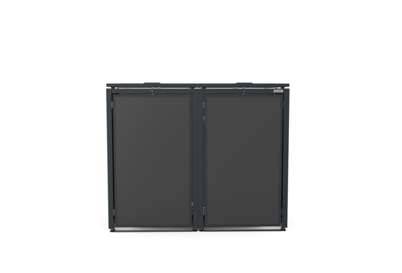 Boxy na 2 popelnice - Model HATCH / STEEL / FLAT Decor - Barva: RAL 7016 ( Antracit ), Barva dekoru: Černá