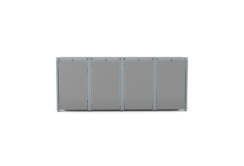 Boxy na 4 popelnice - Model HATCH / STEEL / FLAT Decor - Barva: RAL 7045 ( Světle-Šedá), Barva dekoru: Černá