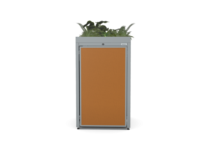 Box na 1 popelnici - Model FLORA / STEEL / FLAT Decor - Barva: RAL 7016 ( Antracit ), Barva dekoru: Černá