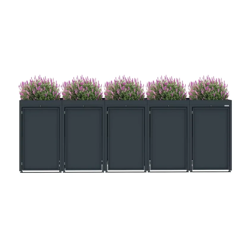 Boxy na 5 popelnic - Model FLORA / STEEL - Barva: RAL 7016 ( Antracit )