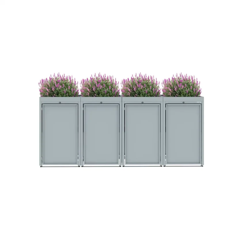 Boxy na 4 popelnice - Model FLORA / STEEL - Barva: RAL 7045 ( Světle-Šedá)