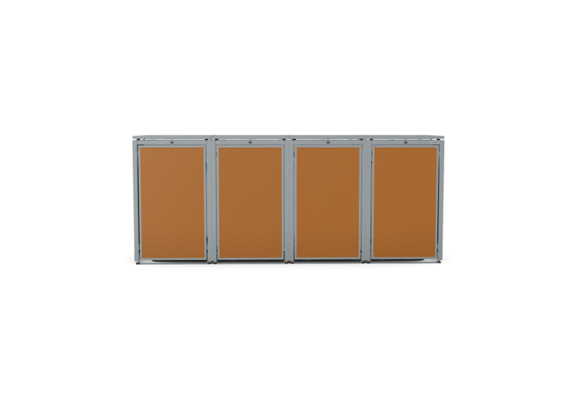 Boxy na 4 popelnice - Model HATCH / STEEL / FLAT Decor - Barva: RAL 7045 ( Světle-Šedá), Barva dekoru: Černá