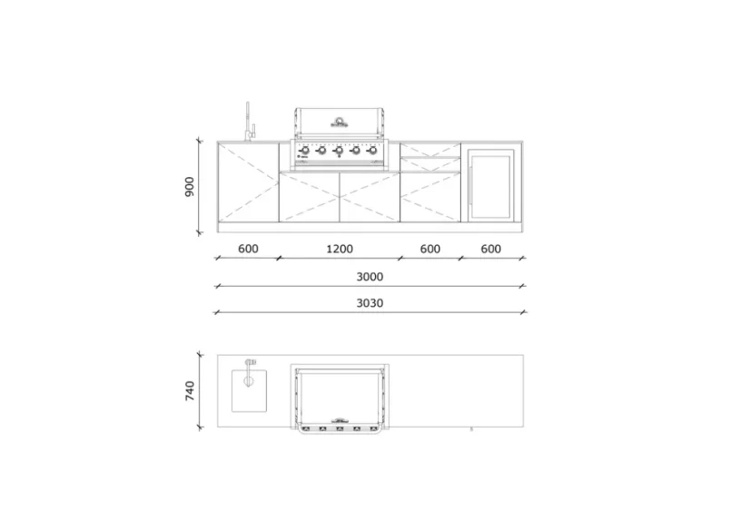 Kitchen boxy - Venkovní kuchyně SET Premium Black Rock 300