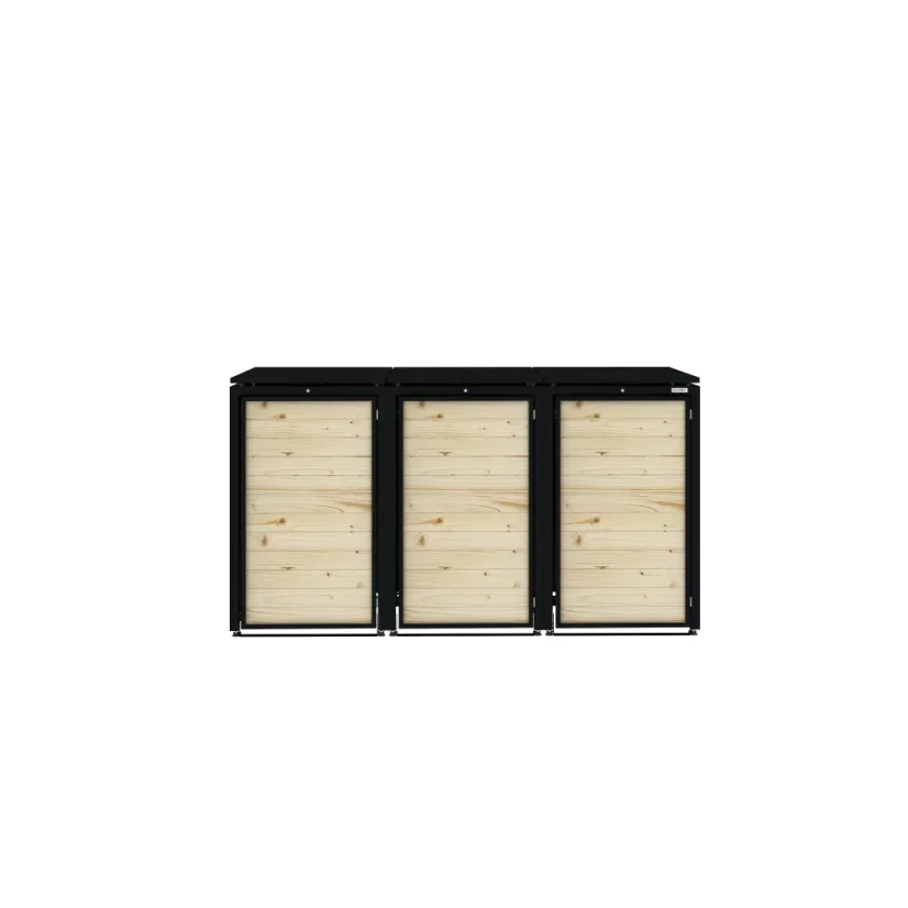 Boxy na 3 popelnice - Model HATCH / WOOD - Barva: RAL 7016 ( Antracit )