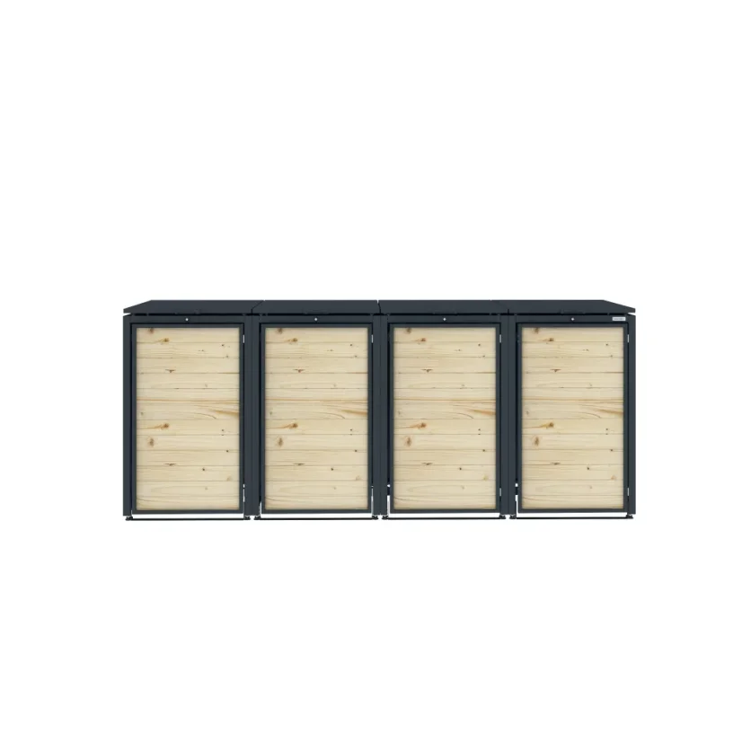 Boxy na 4 popelnice - Model HATCH / WOOD - Barva: RAL 7016 ( Antracit )