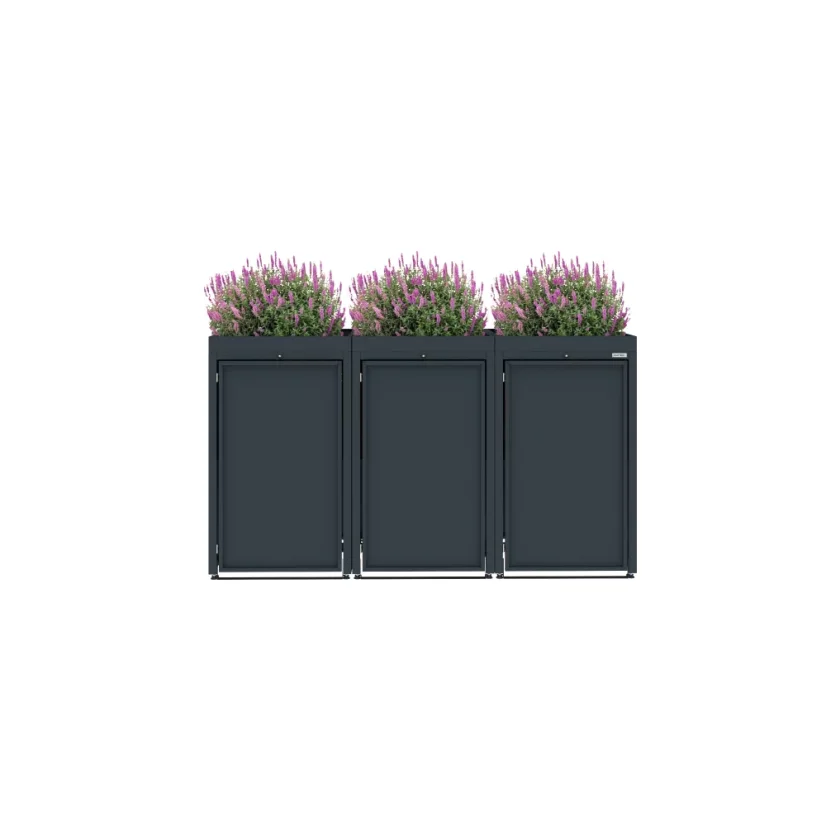 Boxy na 3 popelnice - Model FLORA / STEEL - Barva: RAL 9005 ( Černá)