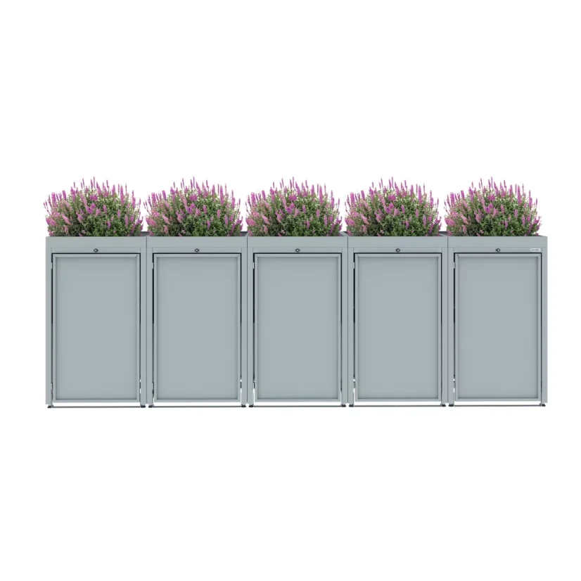 Boxy na 5 popelnic - Model FLORA / STEEL - Barva: RAL 7016 ( Antracit )