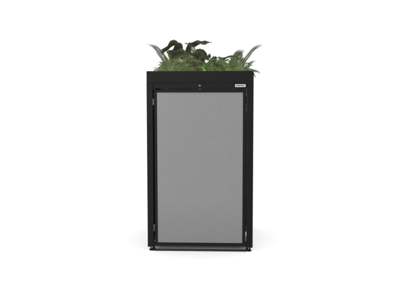 Box na 1 popelnici - Model FLORA / STEEL / FLAT Decor - Barva: RAL 7016 ( Antracit ), Barva dekoru: Černá
