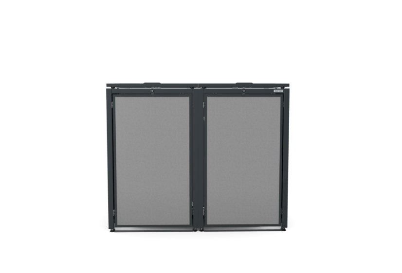 Boxy na 2 popelnice - Model HATCH / STEEL / FLAT Decor - Barva: RAL 7016 ( Antracit ), Barva dekoru: Černá