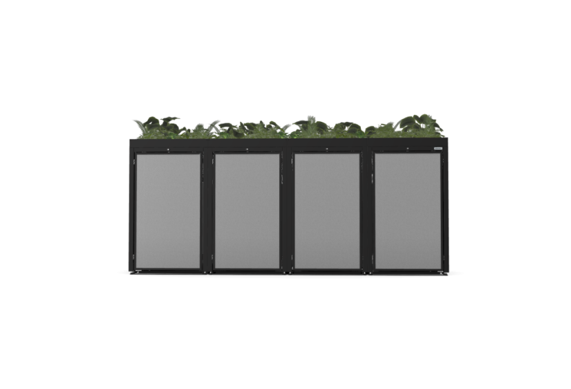 Boxy na 4 popelnice - Model FLORA / STEEL / FLAT Decor