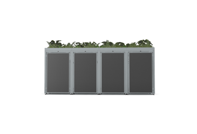 Boxy na 4 popelnice - Model FLORA / STEEL / FLAT Decor