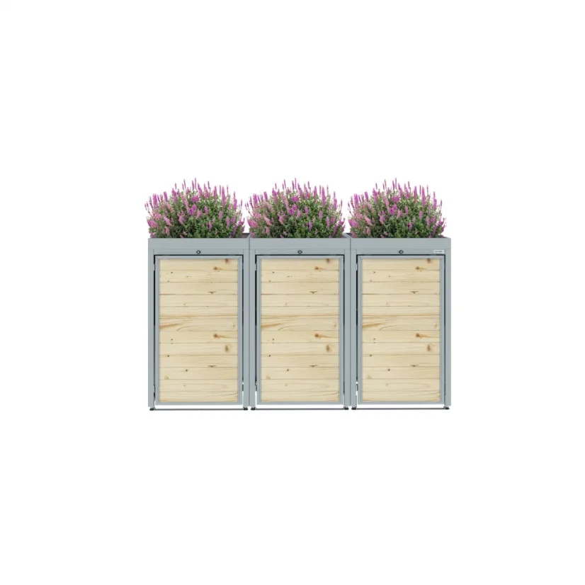 Boxy na 3 popelnice - Model FLORA / WOOD