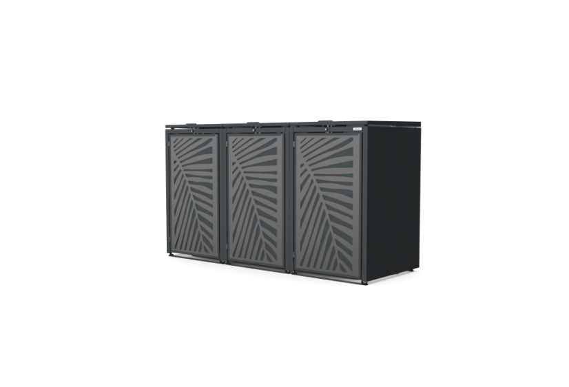 Boxy na 3 popelnice - Model HATCH / STEEL / LEAF Decor