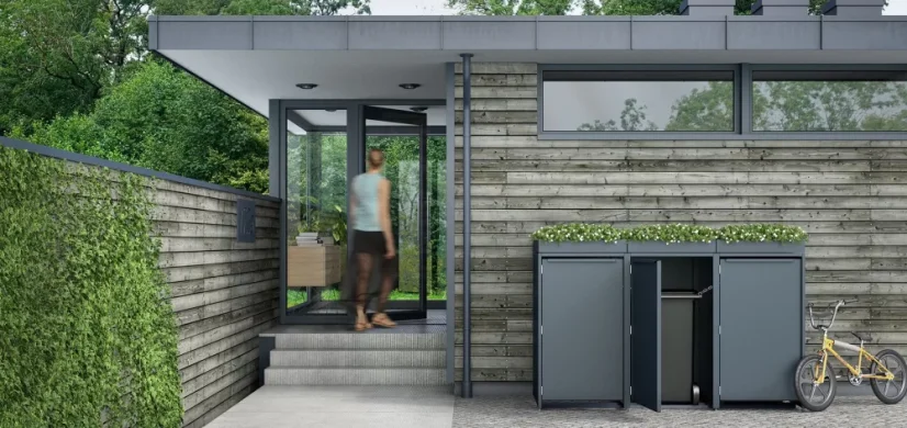 Boxy na 2 popelnice - Model FLORA / STEEL - Barva: RAL 9005 ( Černá)