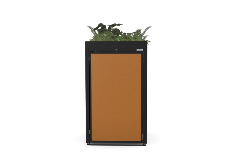Box na 1 popelnici - Model FLORA / STEEL / FLAT Decor - Barva: RAL 7016 ( Antracit ), Barva dekoru: Černá