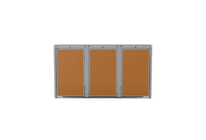 Boxy na 3 popelnice - Model HATCH / STEEL / FLAT Decor - Barva: RAL 7045 ( Světle-Šedá), Barva dekoru: Černá