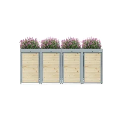 Boxy na 4 popelnice - Model FLORA / WOOD