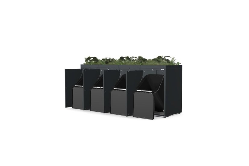 Boxy na 4 popelnice - Model FLORA / STEEL - Barva: RAL 7045 ( Světle-Šedá)
