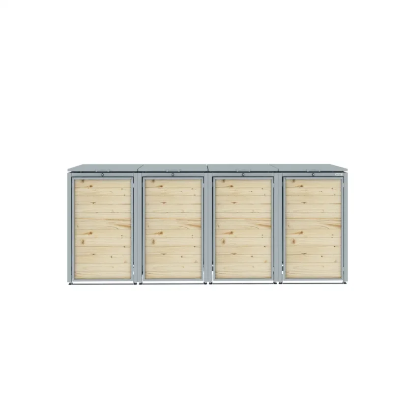 Boxy na 4 popelnice - Model HATCH / WOOD - Barva: RAL 7016 ( Antracit )