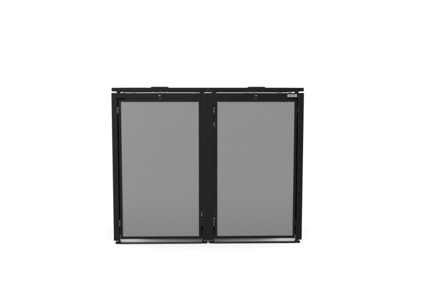 Boxy na 2 popelnice - Model HATCH / STEEL / FLAT Decor - Barva: RAL 7016 ( Antracit ), Barva dekoru: Černá