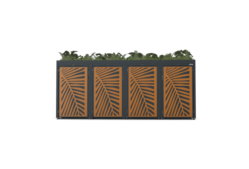 Boxy na 4 popelnice - Model FLORA / STEEL / LEAF Decor