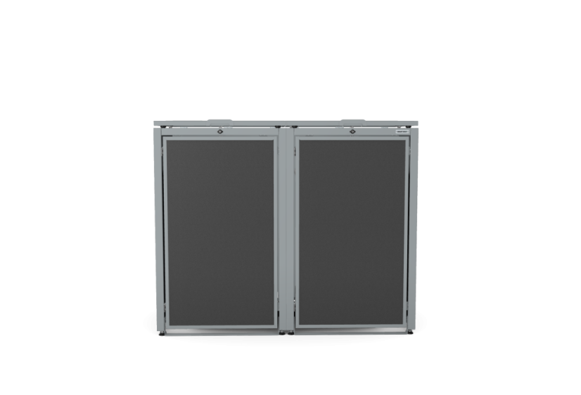 Boxy na 2 popelnice - Model HATCH / STEEL / FLAT Decor - Barva: RAL 7016 ( Antracit ), Barva dekoru: Černá