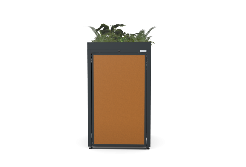 Box na 1 popelnici - Model FLORA / STEEL / FLAT Decor - Barva: RAL 7016 ( Antracit ), Barva dekoru: Černá
