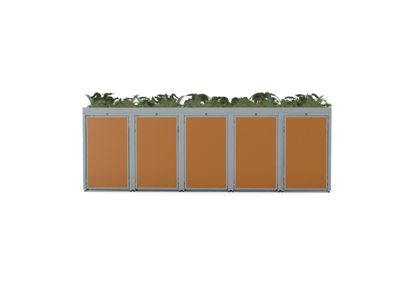 Boxy na 5 popelnic - Model FLORA / STEEL / FLAT Decor