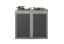 Boxy na 2 popelnice - Model FLORA / STEEL / FLAT Decor - Barva: RAL 9005 ( Černá), Barva dekoru: Imitace rzi