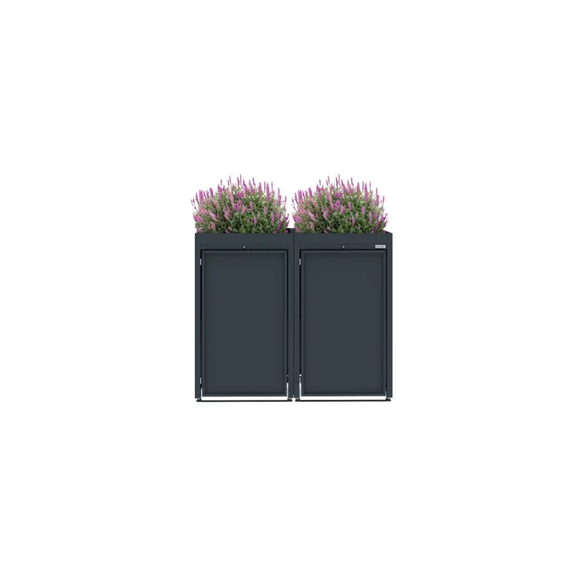 Boxy na 2 popelnice - Model FLORA / STEEL - Barva: RAL 9005 ( Černá)