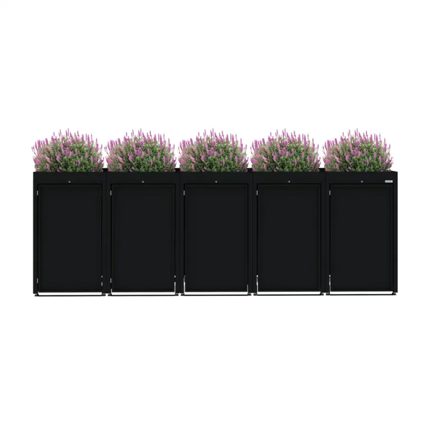 Boxy na 5 popelnic - Model FLORA / STEEL - Barva: RAL 7016 ( Antracit )